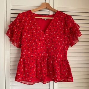 Madewell faux-wrap floral top-size 6 Petite